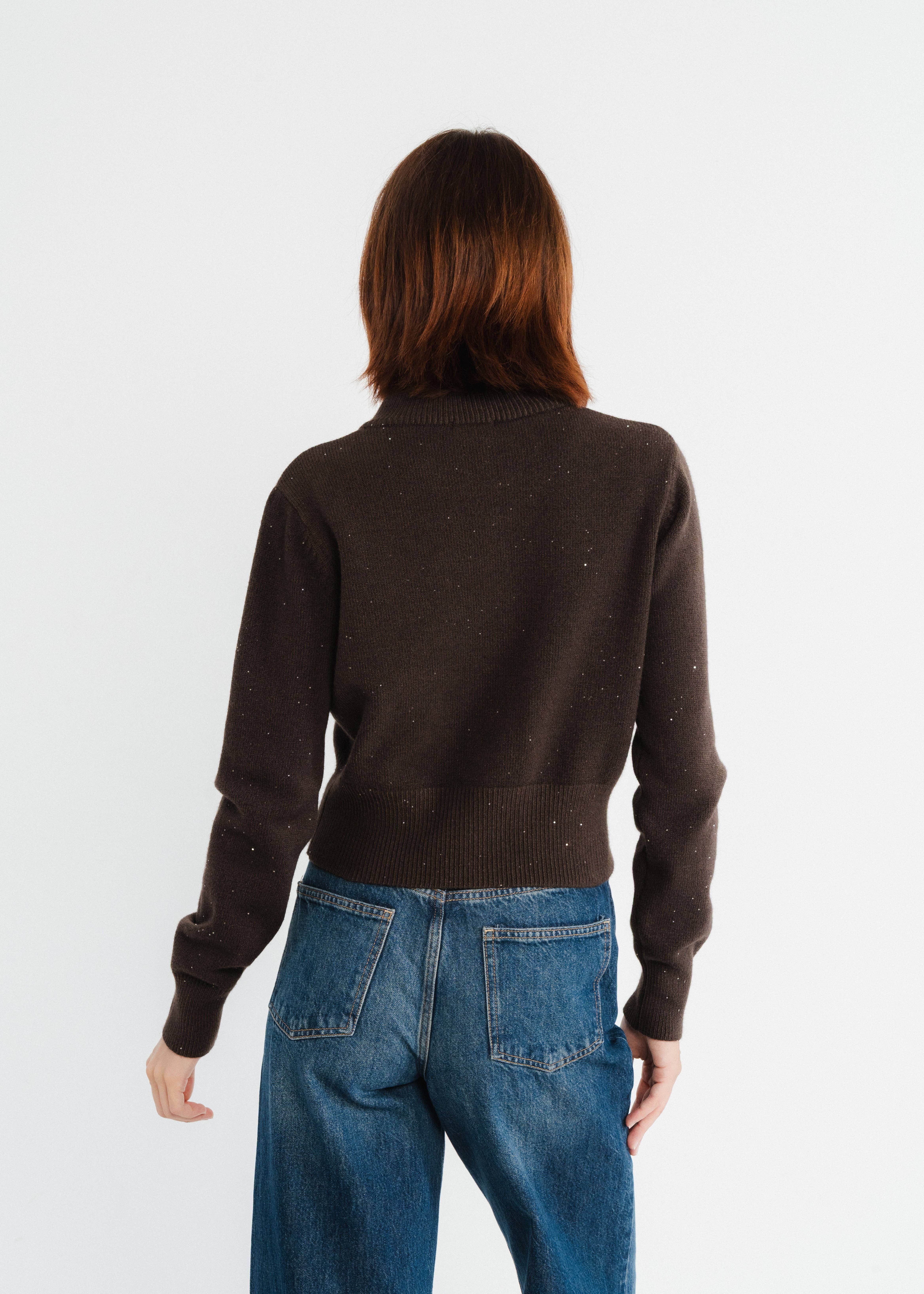 JULIA PARIS – Großhandel Strickjacke – Damen – Kurze Strickjacke aus glänzendem Garn2