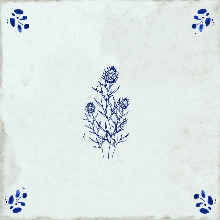 Mi Alma LLC - Wholesale Wall Tile - Hand-Drawn Delft Flower Design Tile Stickers – Easy Peel & Stick Wall Tiles for Effortless Home Makeover Model - D529