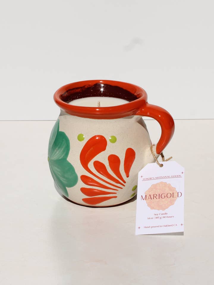 Marigold Jarrito Candle - 14oz for wholesale by Fonzie's Artisanal Goods