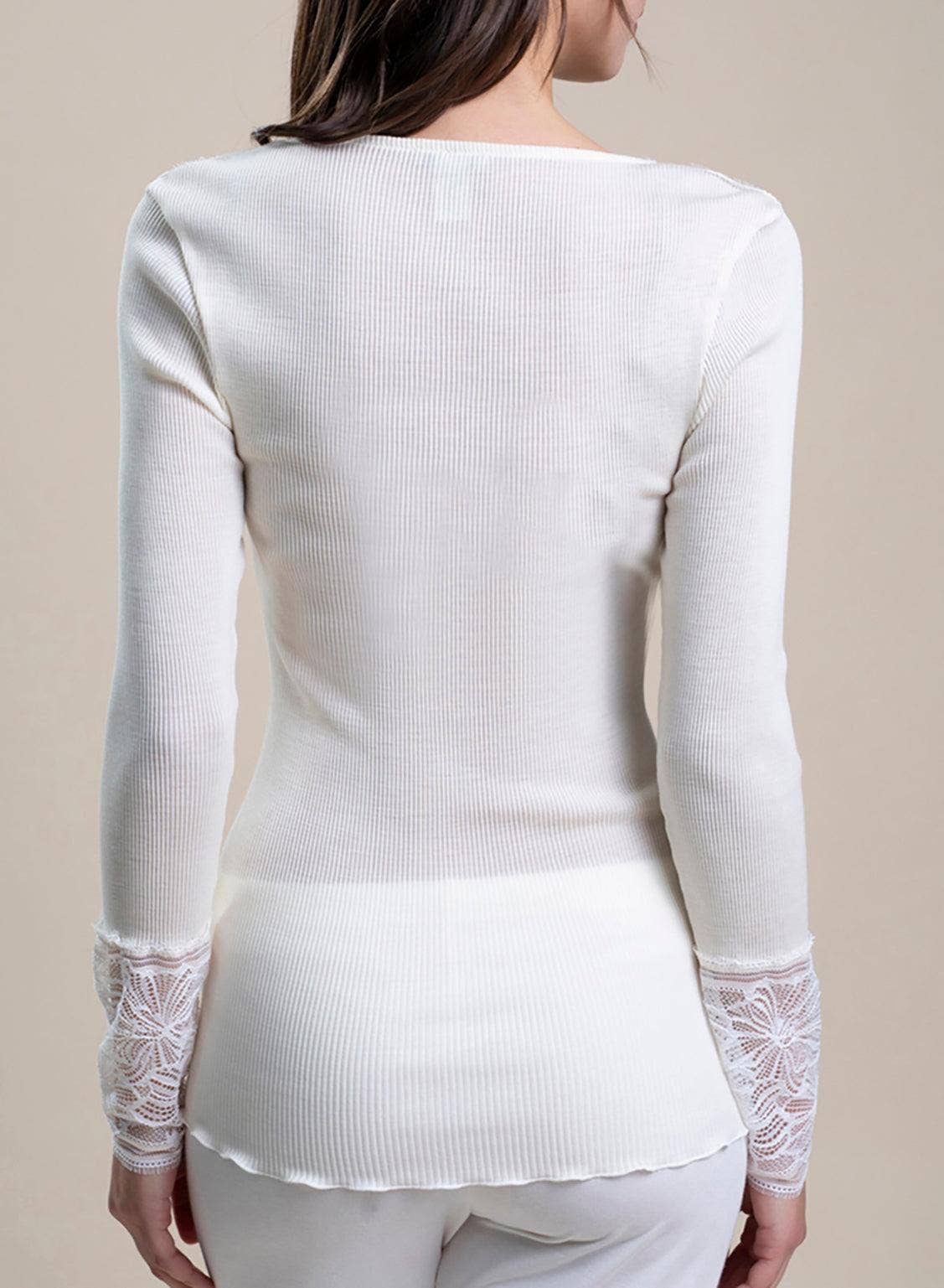 White VITTORIA B 8572-CAMISETA ENCAJE LANA Y SEDA for wholesale on Faire1