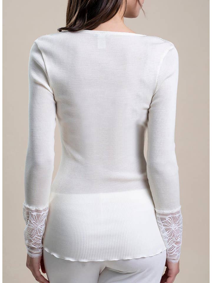 White VITTORIA B 8572-CAMISETA ENCAJE LANA Y SEDA for wholesale on Faire1