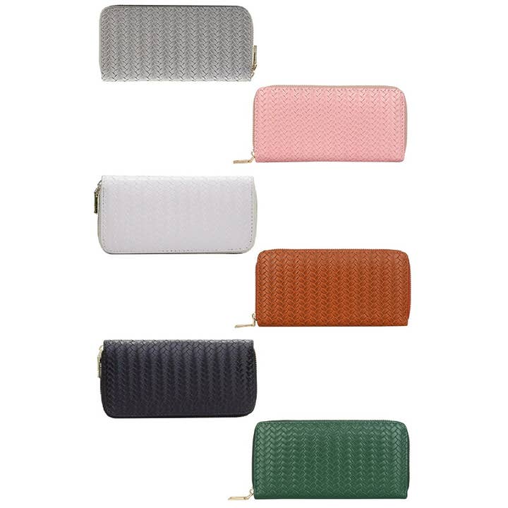 Vanilla Monkey - Wholesale Wallet - Women's - Vegan Leather Woven Weave Long Wallet