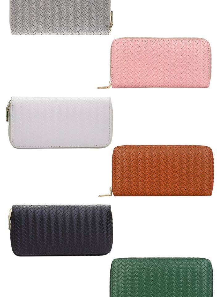 Vegan Leather Woven Weave Long Wallet for wholesale by Vanilla Monkey