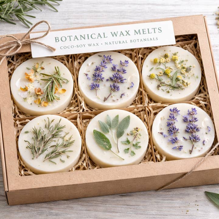 Saltroot Apothecary - Wholesale Wax Melt - Botanical Wax Melt Rounds | Boxed Set of 6