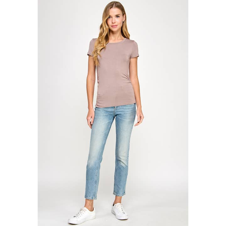 Heimious - Vendita all'ingrosso Maglietta - Donna - Maglietta a maniche corte con lati arricciati, T8415