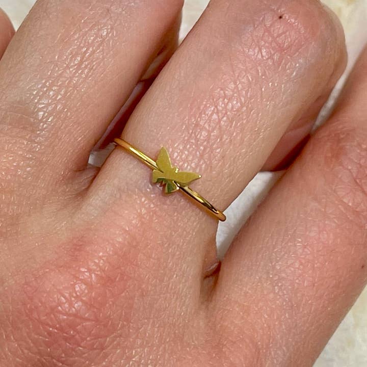 Cassette Barcelona - Wholesale Band/Stacked Ring - Butterfly Gold