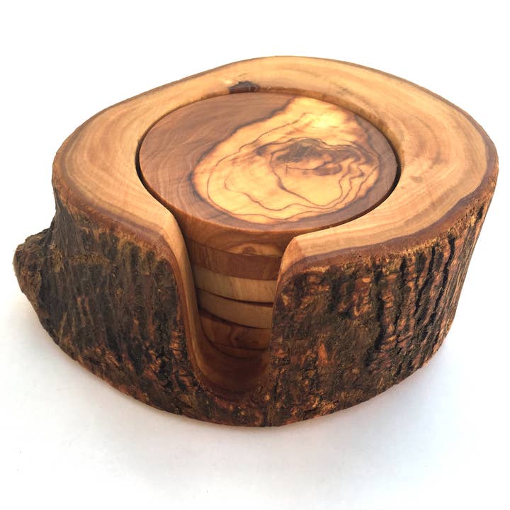 medina mood - Wholesale Coasters - Set of 6 coasters with rustic olive wood holder