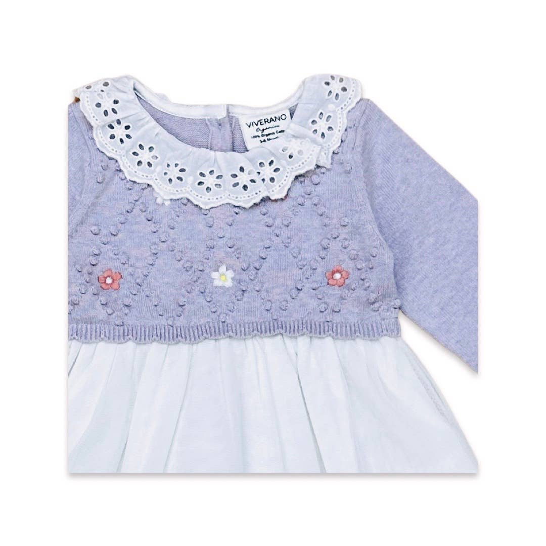 Viverano Organics - Wholesale Dress - Baby - Floral Embroidered Knit Tutu Dress (Organic Cotton)7