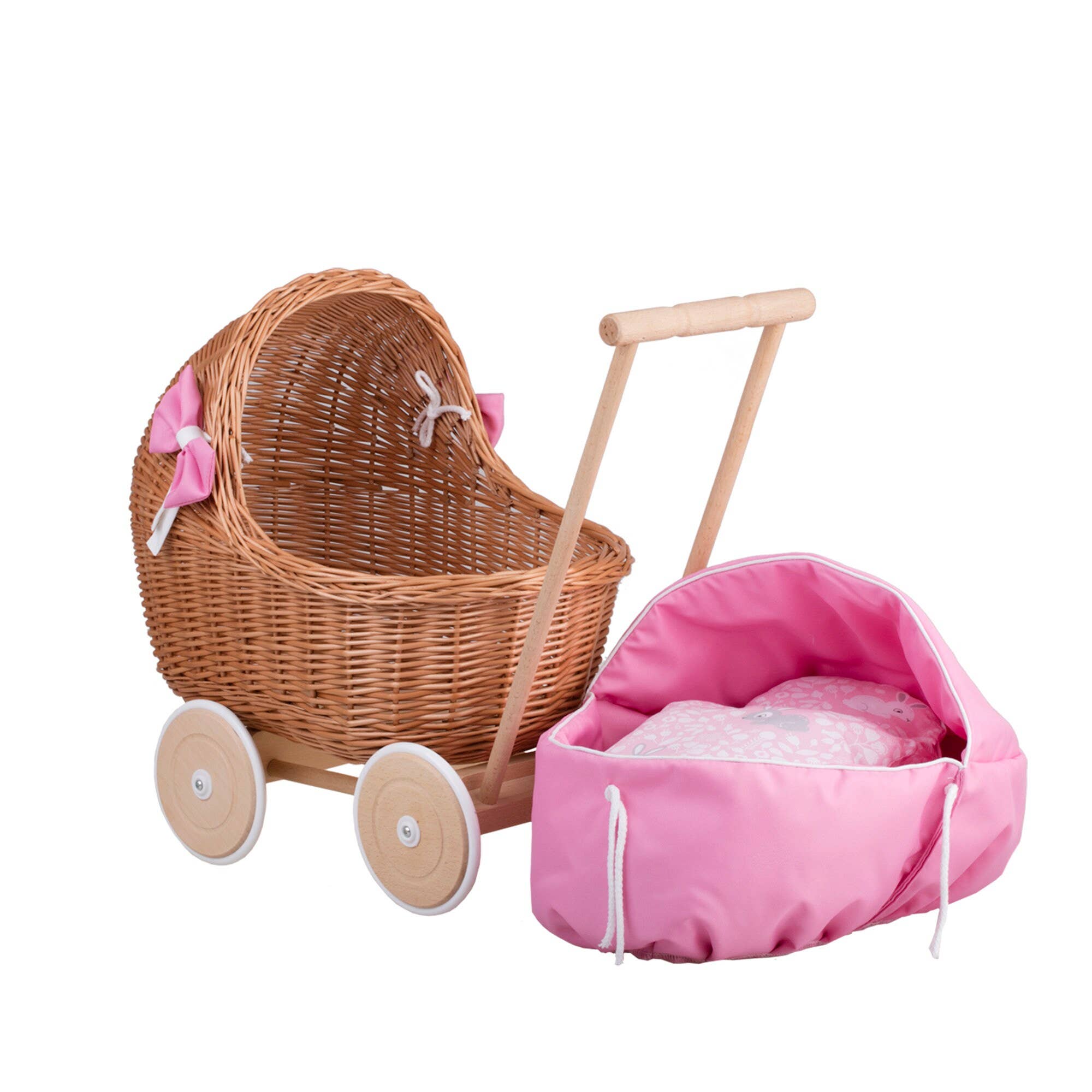 The Wicker Stories - Wholesale Doll Accessory Kit - Kids - Handmade Natural Wicker Baby Carriage, Wicker4