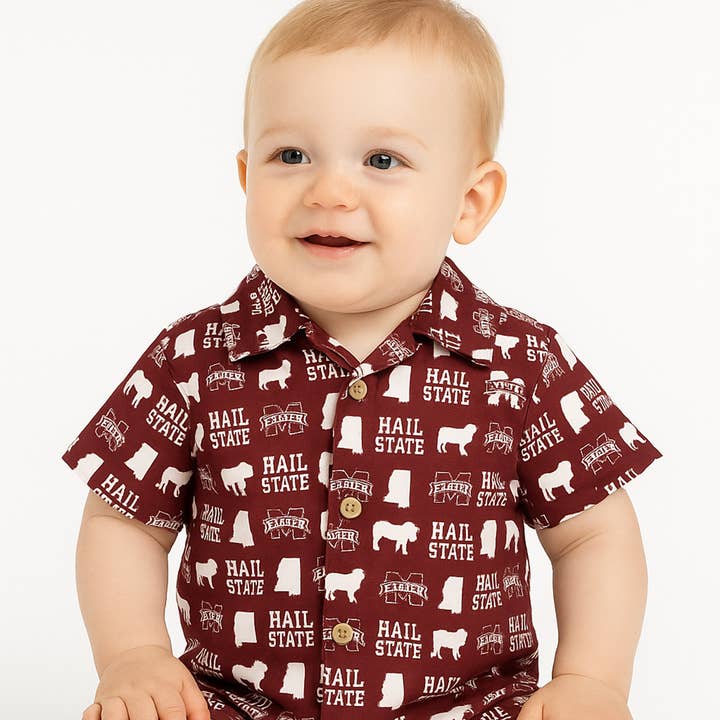 Der Unisex-Twill-Button-Up-Strampler | MS State für den Großhandel von Stewart Simmons