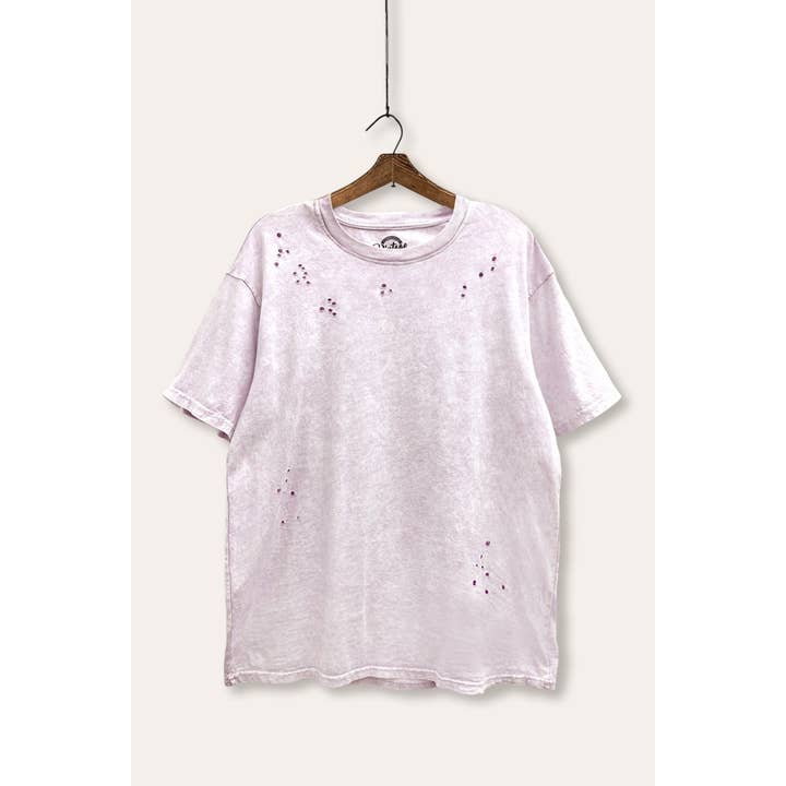 VINTAGE POINT USA - Wholesale T-shirt (graphic) – women's - BLANK MINERAL WASH LASER CUT PLAIN T-SHIRT4