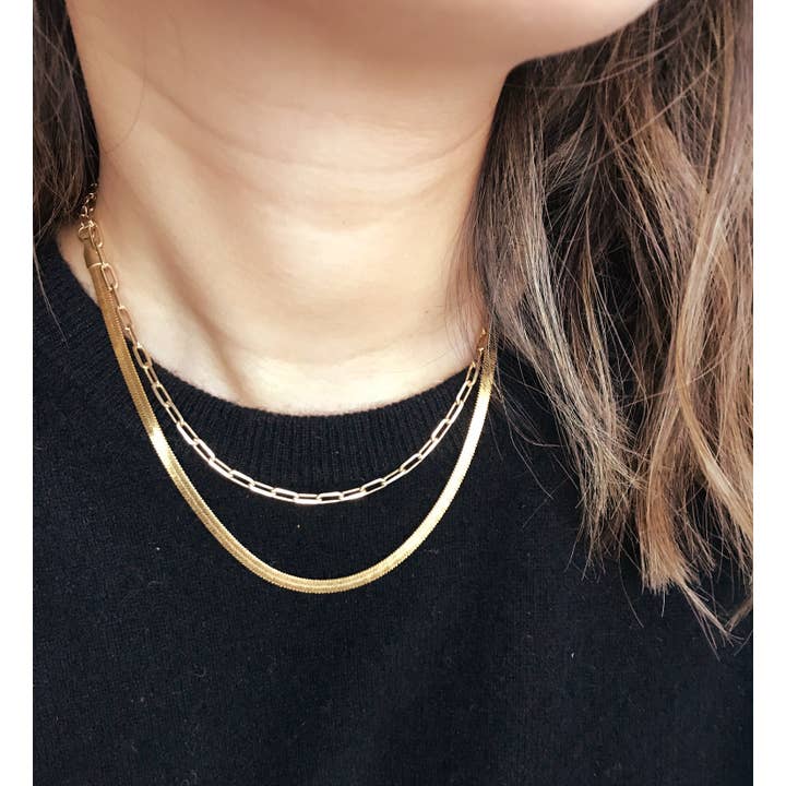 Olivia Lo Jewelry - Wholesale Link & Chain Necklace - Herringbone Necklace