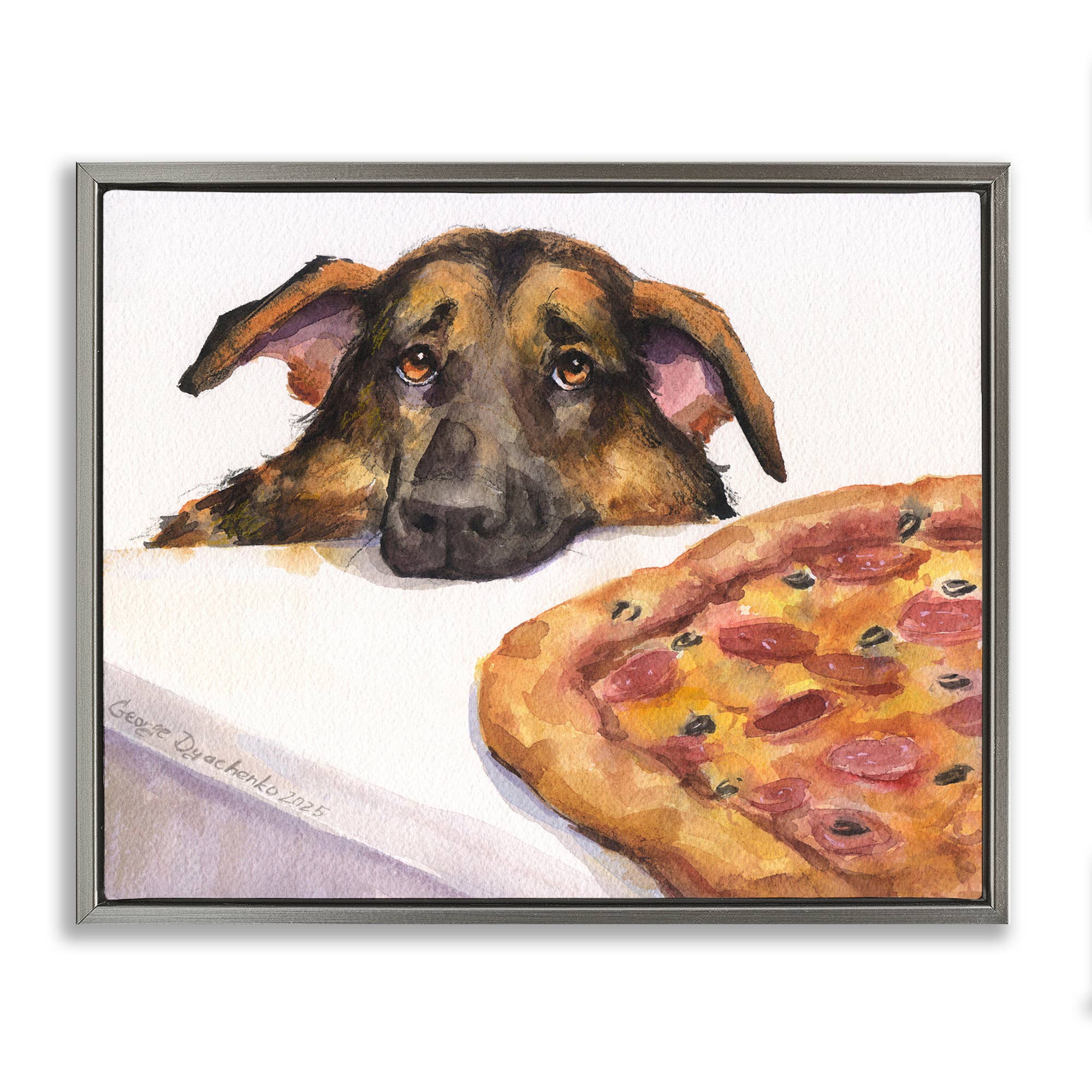 Stupell Industries - Wholesale Wall Sign - German Shepherd with Pizza - Framed Wall Art25