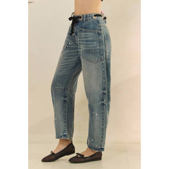 Medium Horseshoe Jeans with Belt Detail for wholesale on Faire8