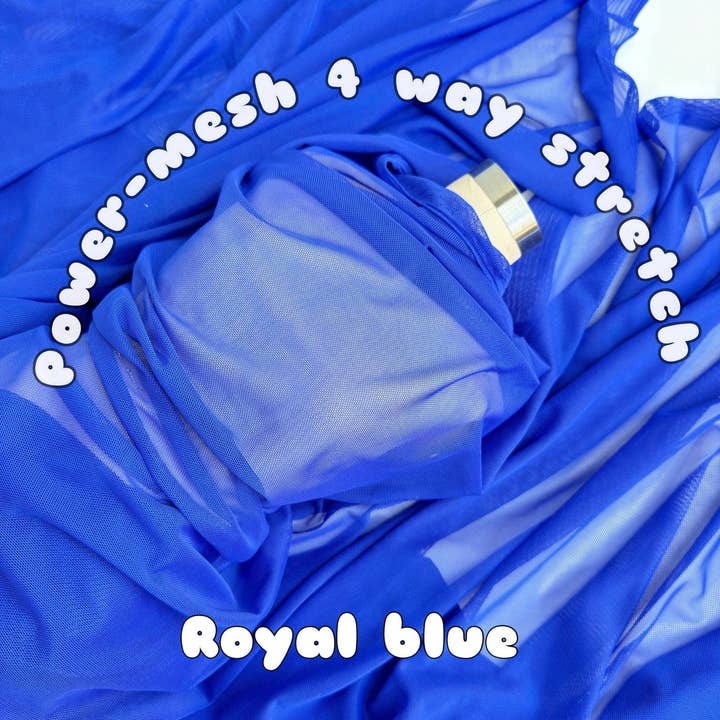 Royal Blue 4-Way Stretch Power Mesh Fabric by Yard, Luxury Sheer Soft for Bridal, Yoga Wear, Dresses, Lingerie, Activewear Event Decoration for wholesale on Faire