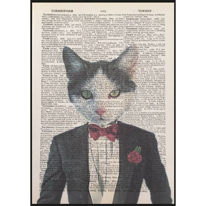 Black and White Cat Dictionary Print - Dictionary Wall Art for wholesale by Parksmoonprints