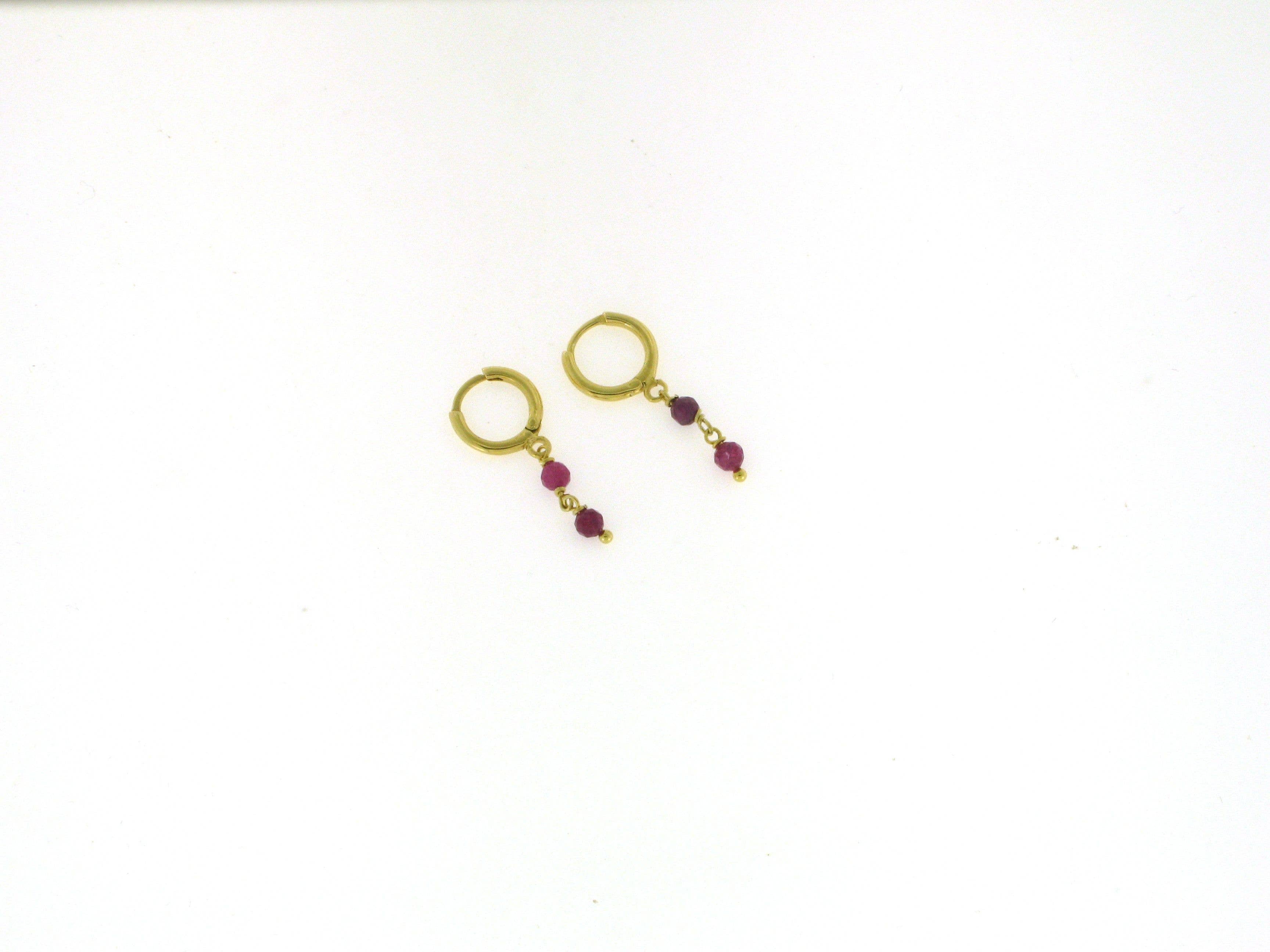 Yneda Jewels - Wholesale Dangle Earrings - Silver 925 hoops earrings with ruby, dainty long earrings.6