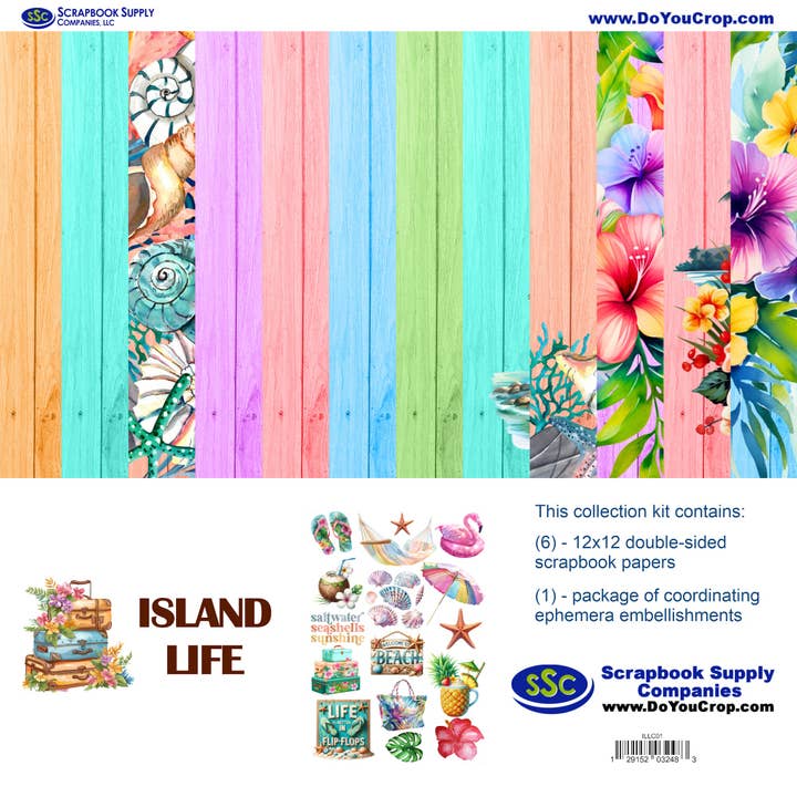 Island Life 12 x 12 Scrapbook Paper & Embellishment Kit by SSC Designs - 3 Kits for wholesale by SSC Wholesale