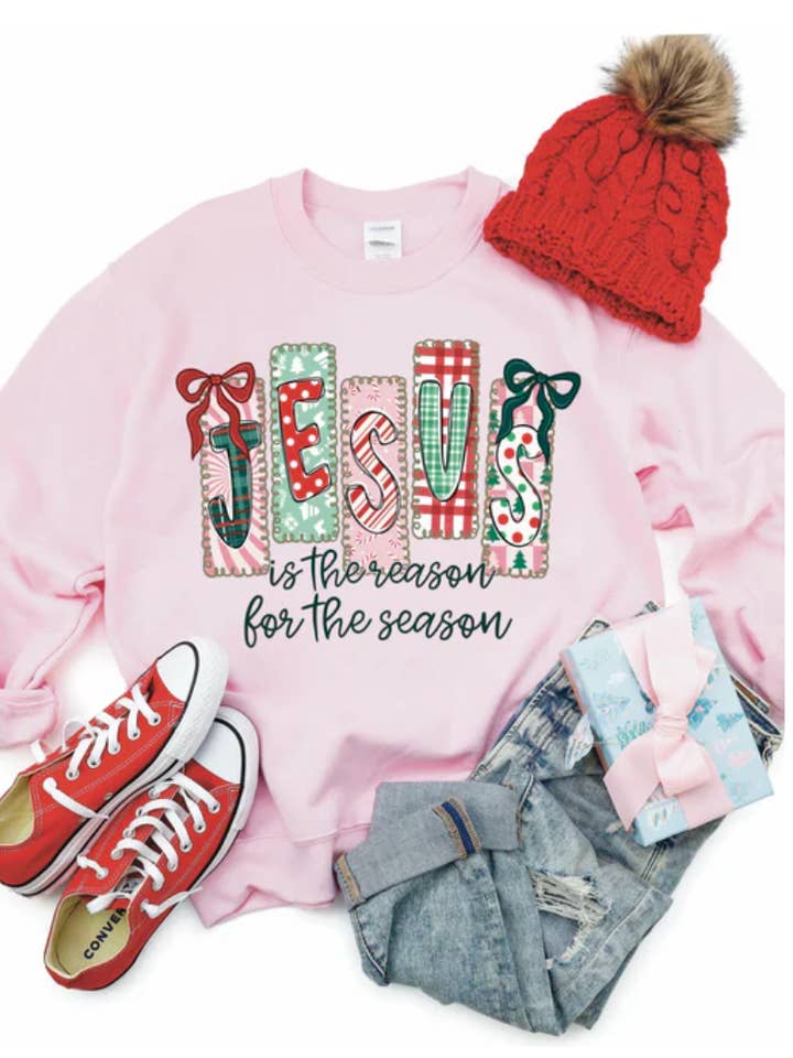 Jesus Is The Reason For The Season Bows Sweasthirt for wholesale by GivingGraceCo