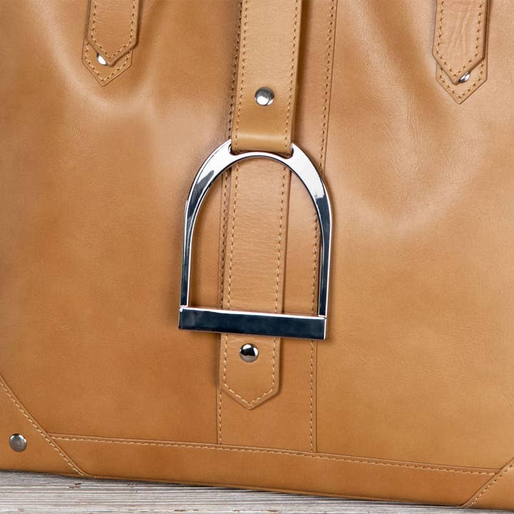URBAN-EQUESTRIAN - Wholesale Tote Bag - Women's - Signature - Riding Stirrup Tote Luxury Leather Handbag in Caramel3