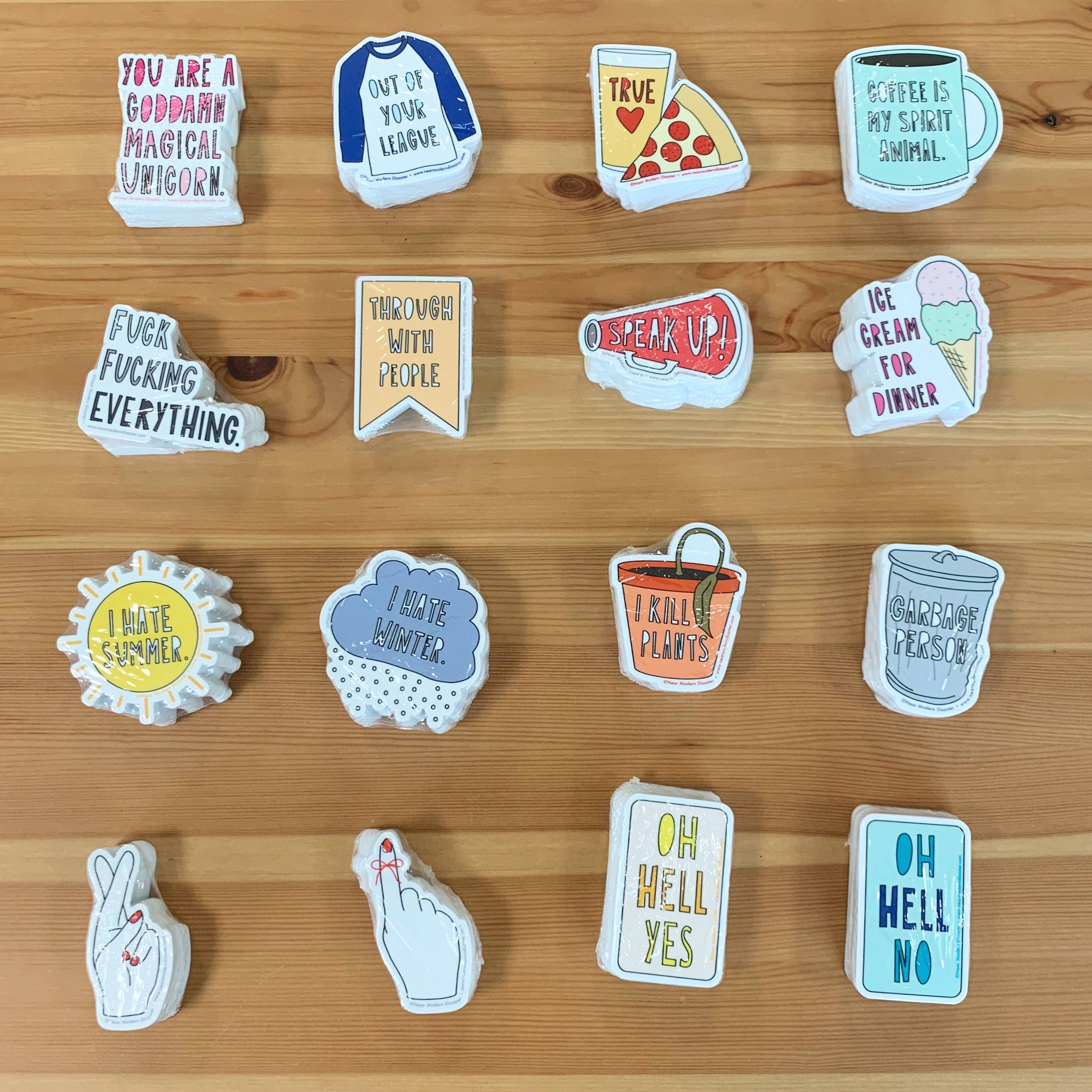 Near Modern Disaster - Wholesale Sticker - Fingers Crossed - 3" vinyl sticker1