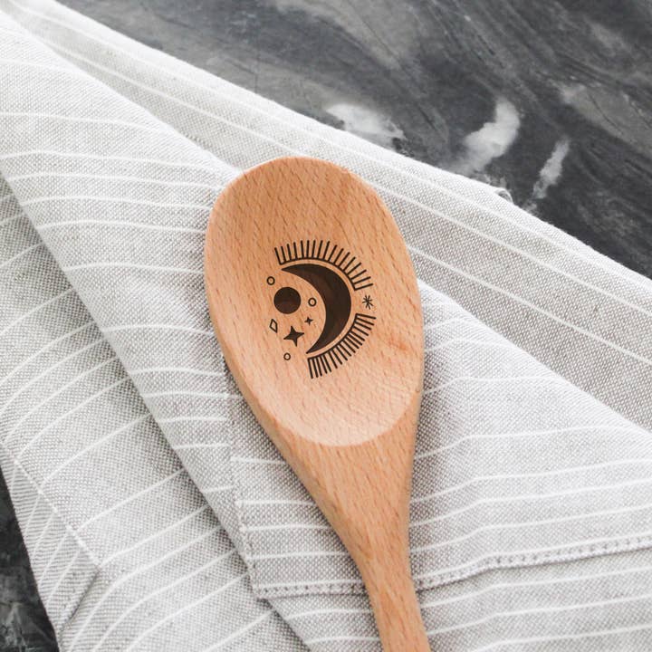 The Homebody Society - Wholesale Serving Utensil - Moon Burst Wooden Serving Spoon
