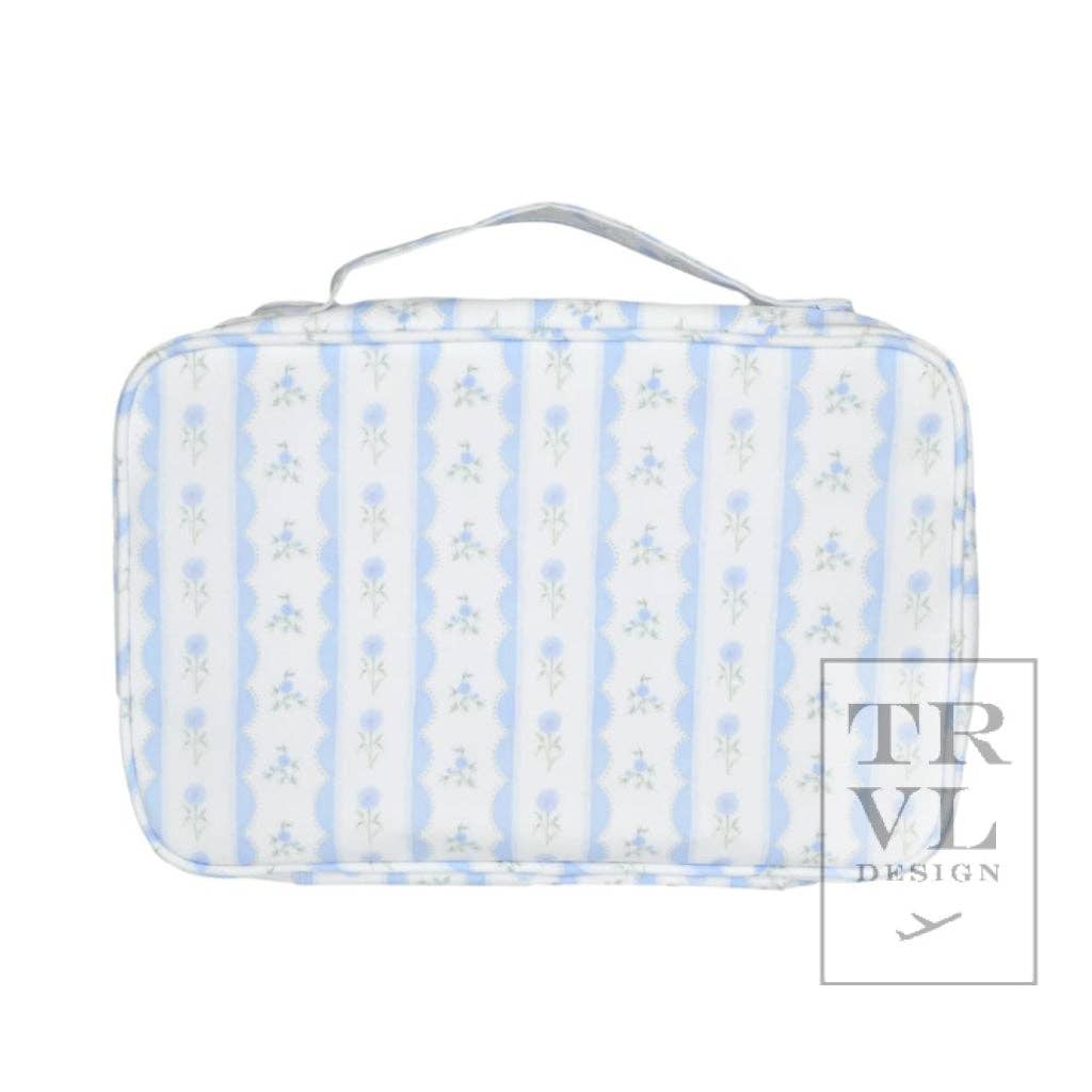 TRVL Design - Wholesale Toiletry Bag - Women's - Bundle Up2 Hanging Toiletry Bag - Ribbon Floral Blue4
