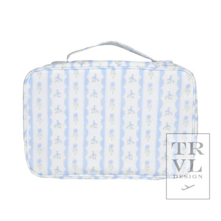 TRVL Design - Wholesale Toiletry Bag - Women's - Bundle Up2 Hanging Toiletry Bag - Ribbon Floral Blue4