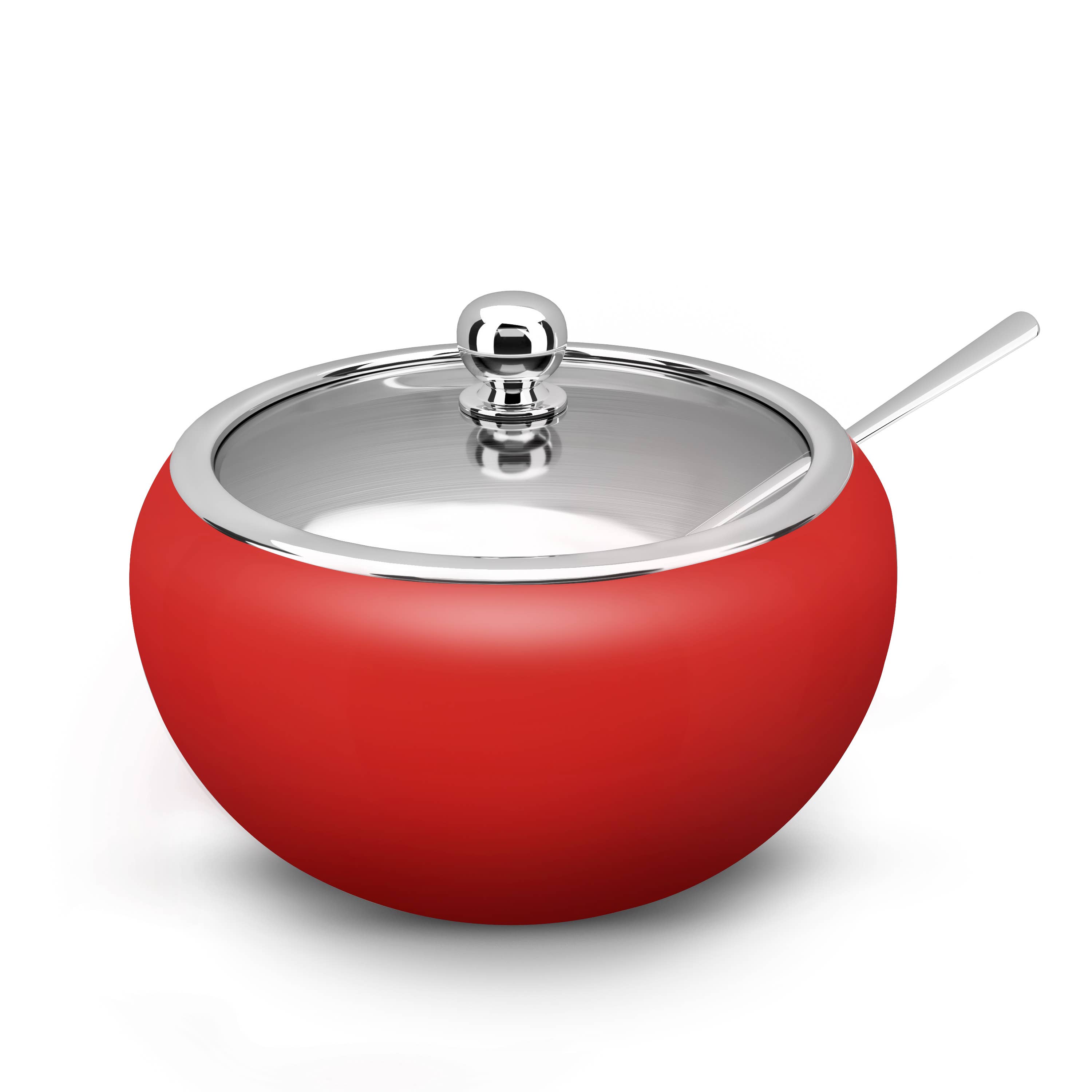 Kook - Wholesale Bowl - Kook Large Stainless Steel Sugar Bowl, Lid & Spoon, 16 oz16