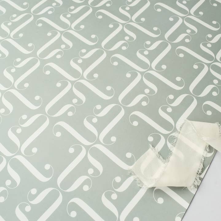 Sage Green Flourish Wrapping Paper for wholesale by Jennifer Tune