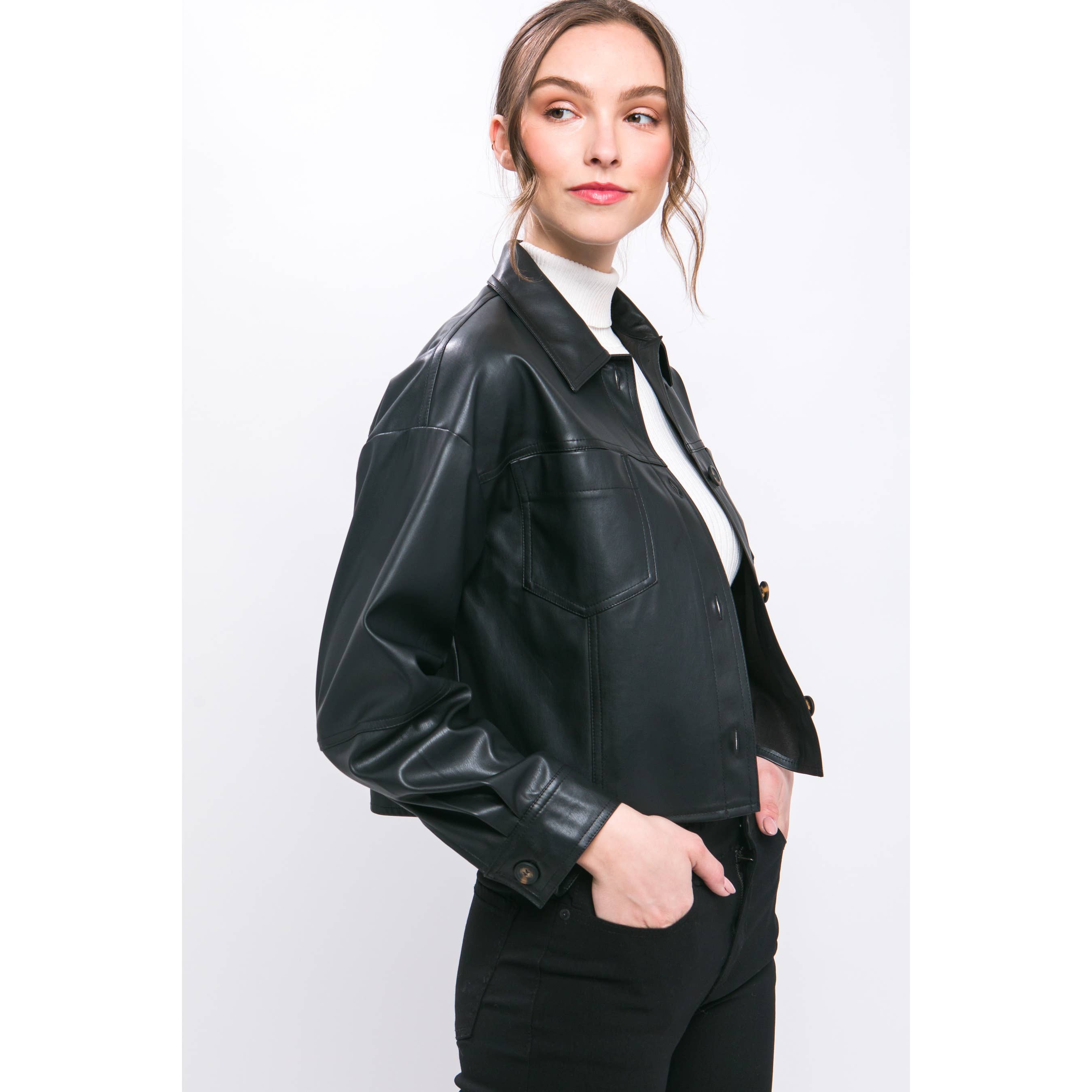 HiteJeans - Wholesale Jas - Dames - Bijgesneden jas van imitatieleer6