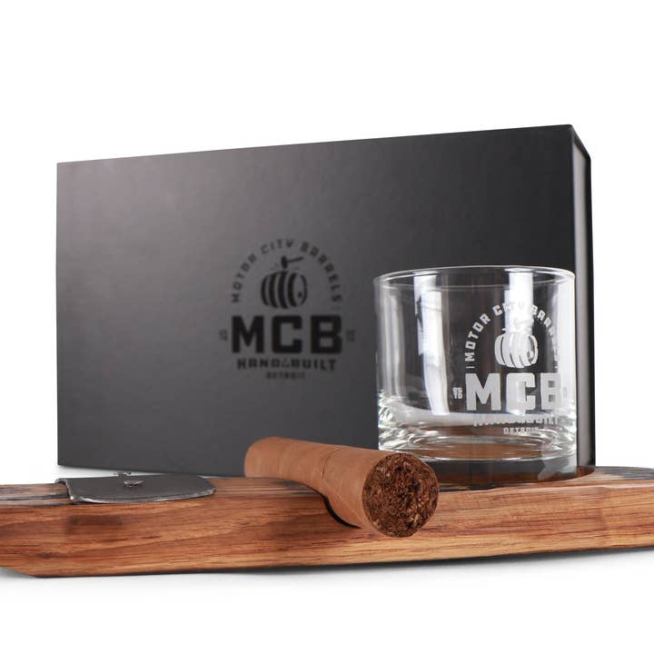 Motor City Barrels - Wholesale Cocktail/Liquor Glass - Cigar Holder with Rocks Glass0
