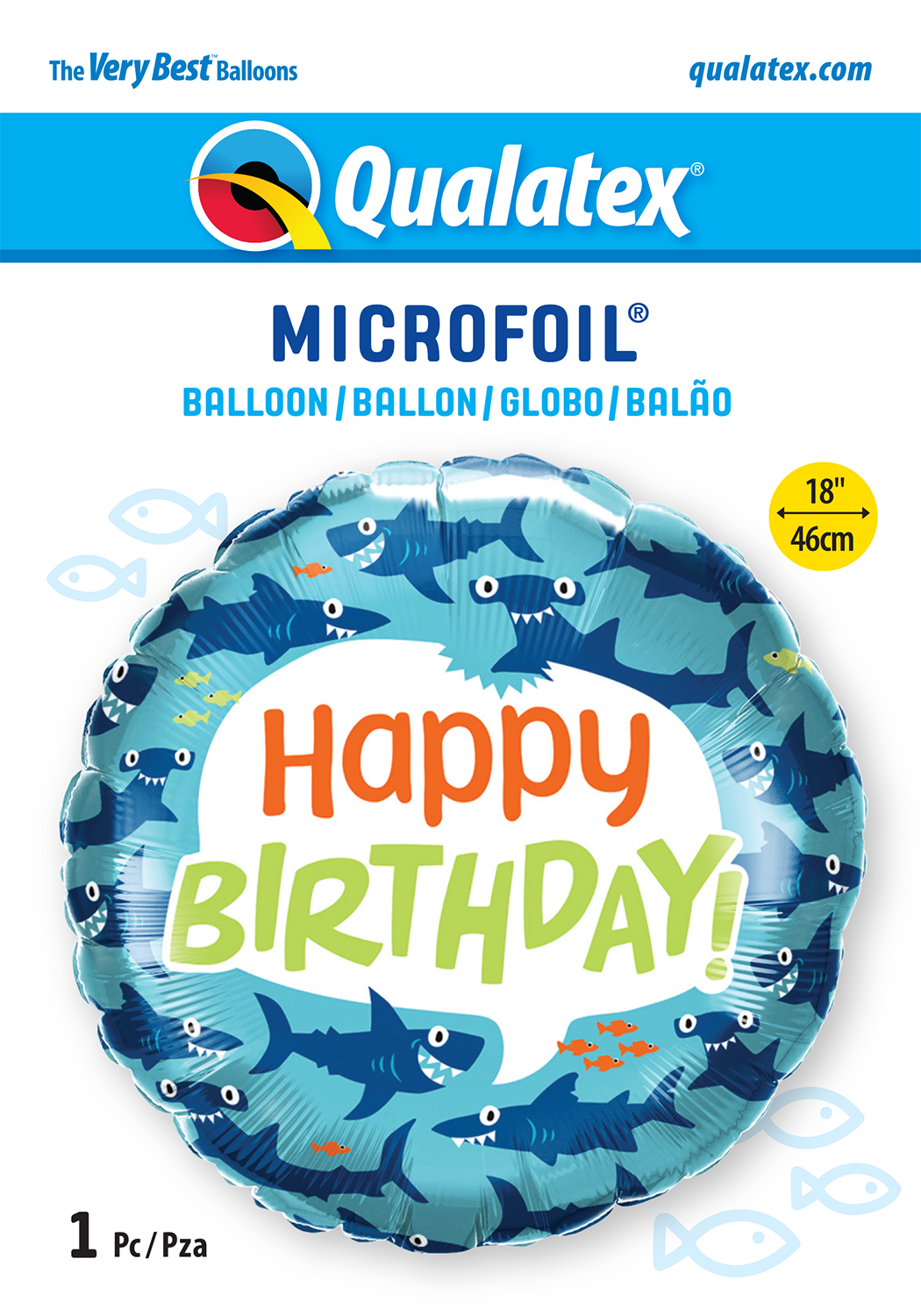 Party Hunterz LLC - Wholesale Balloon - Birthday Fun Sharks Size and shape: 18" Round1