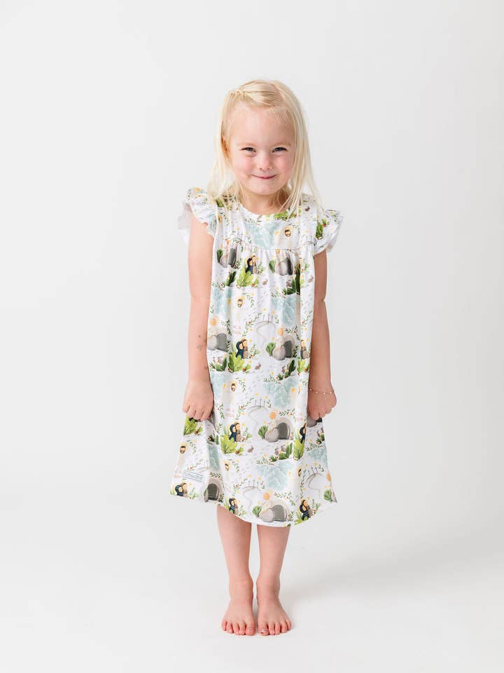 He Is Risen PJ Girls Nightgown Polyester for wholesale by Holy Pals