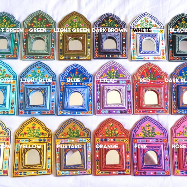 Small handpainted Moroccan mirror for wholesale by Bohemian souk
