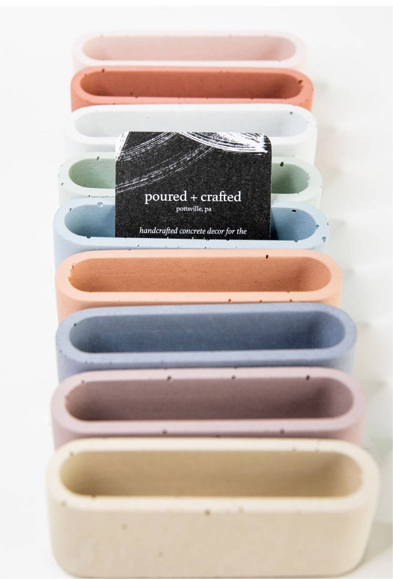 poured + crafted - Wholesale Business Card Holder - Concrete Oval Business Card Holder4