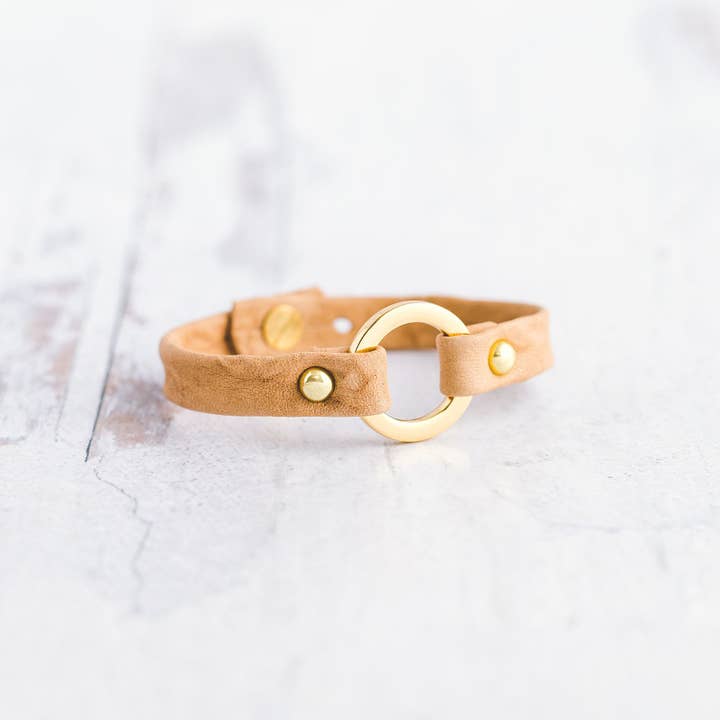 Giving Bracelets - Vente Bracelet jonc - Bracelet en cuir One Love - Doré2
