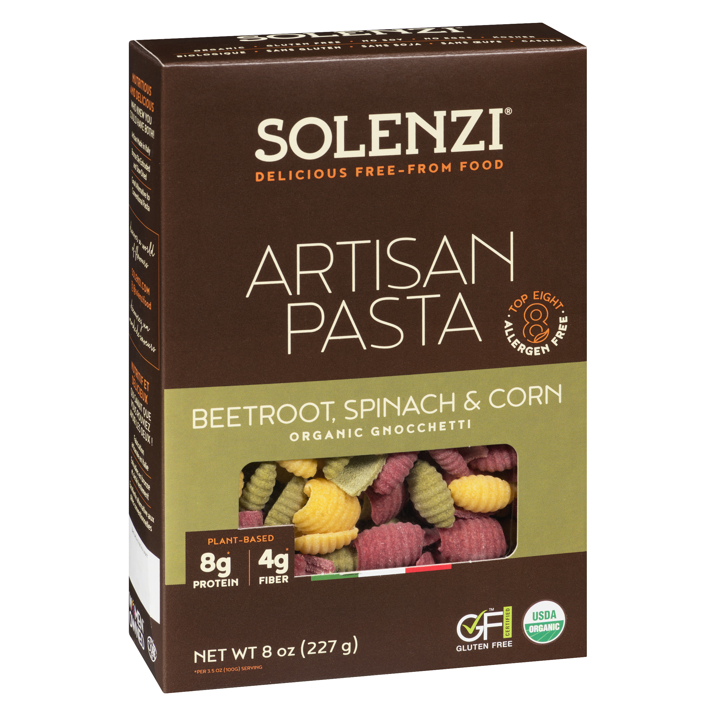 SOLENZI - Vente Pâtes - Pâtes Sans Gluten TRICOLORE Gnocchetti 227g1