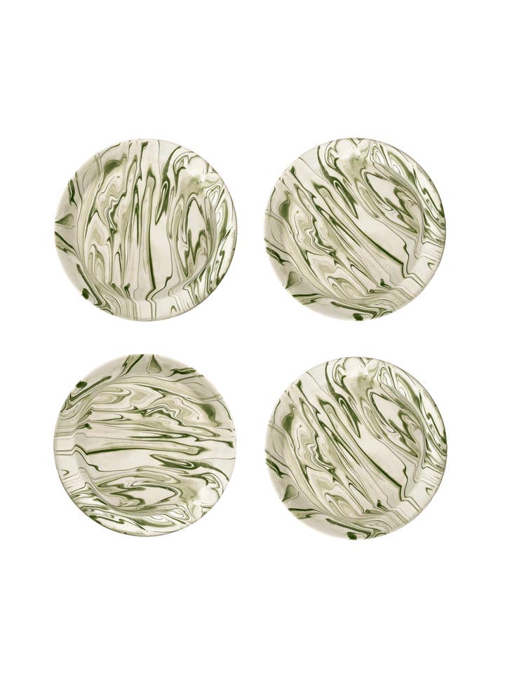 Marbled Olive Salad Plate - Set of 4 for wholesale by Une Vie Nomade