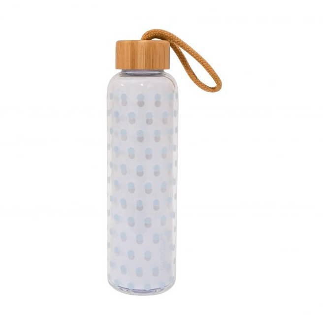 Glass bottle blue dots 550 ml BPA free Isabelle Rose for wholesale by Isabelle Rose