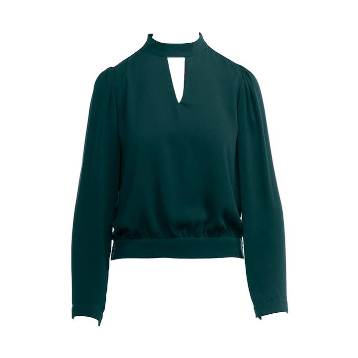 Regular Shoulder Long Sleeve Blouse With Neck Band for wholesale by Naked Zebra Rack