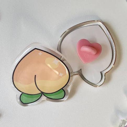 Peach Acrylic Pin | Animal Crossing | Fruit for wholesale by Teddymuffs Designs