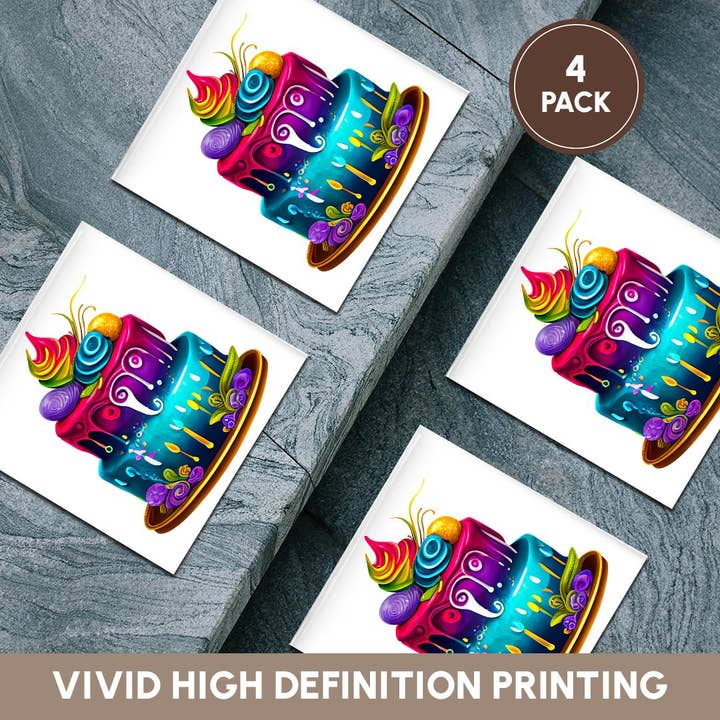 3dRose - Wholesale Coasters - 3dRose, Colorful and Fun Two Layer Cake Illustration, Coaster5