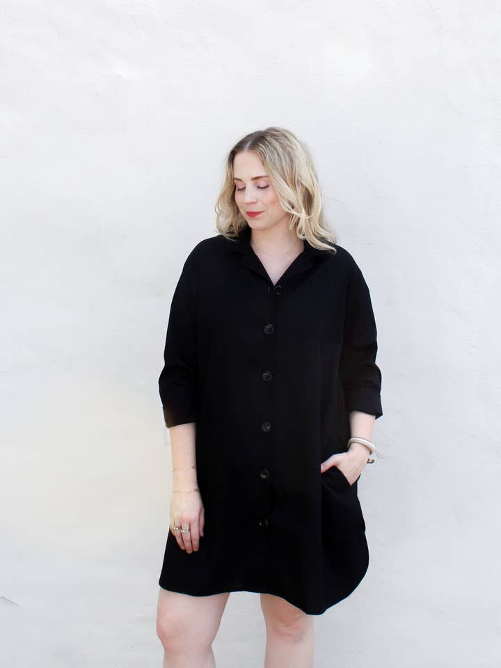 Black Poplin Stacey Dress for wholesale on Faire2