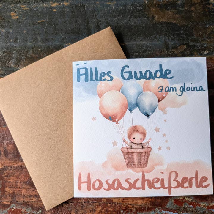 Babykarte - Schwäbische Grußkarte für den Großhandel von eiwandfrei