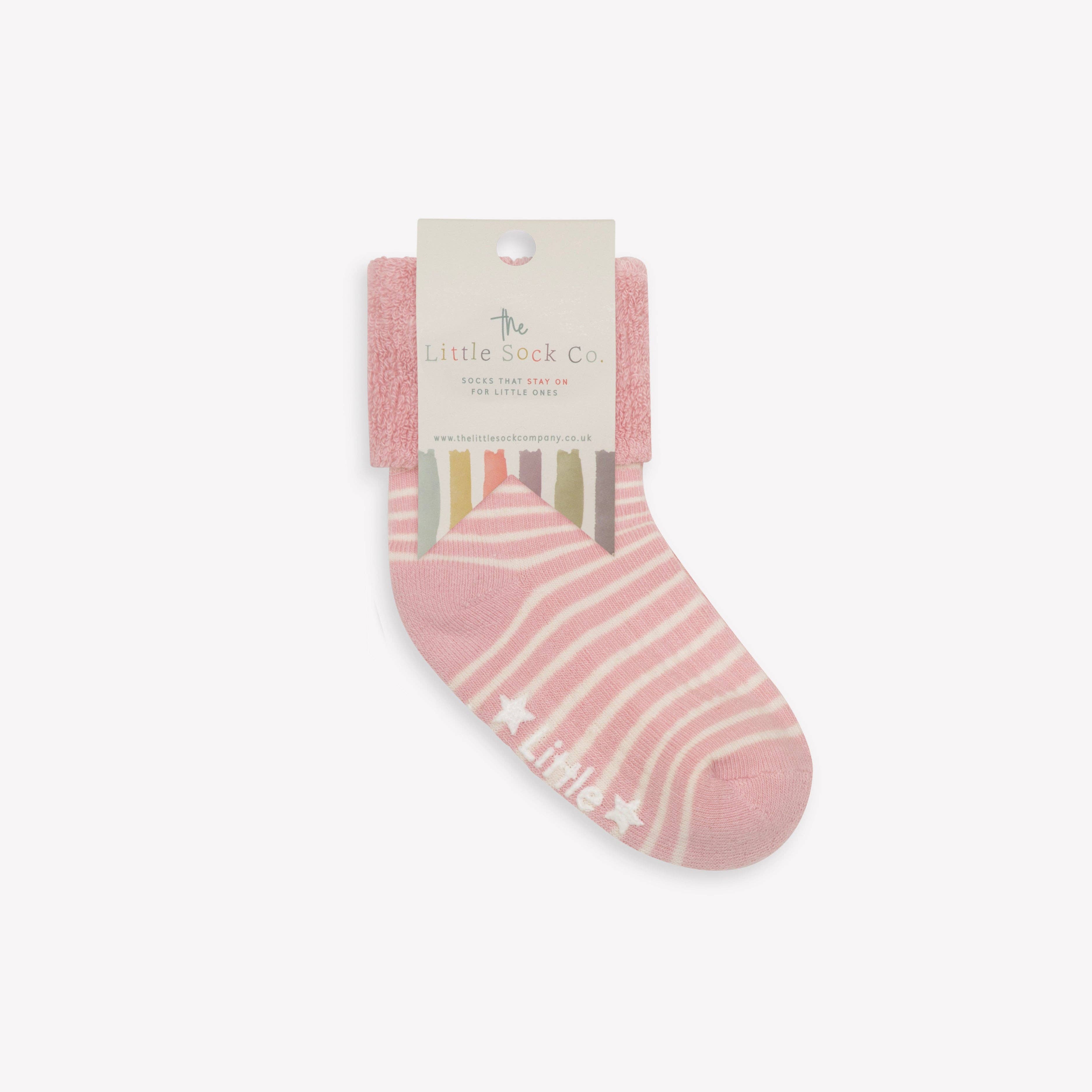 The Little Sock Company - Wholesale Socks - Kids - Cosy Stay On Winter Warm Non Slip Baby Socks in Rose & White1