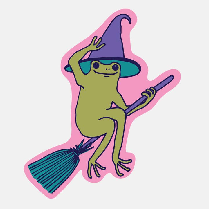 Froggy Witch Sticker for wholesale by The Good Twin