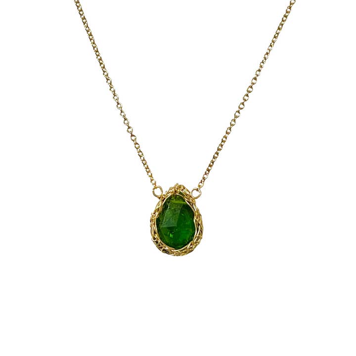 Chrome Diopside Necklace In Gold for wholesale by Arivka Jewelry