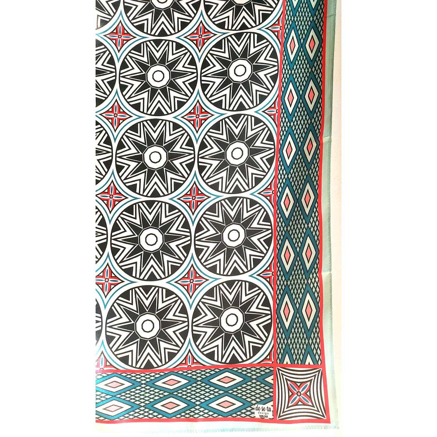 Deseta Design - Wholesale Scarf - Women's - Geometric Mesob African Basket Pattern Silk Scarf2