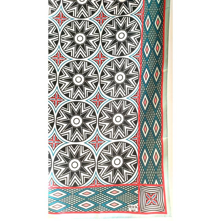 Deseta Design - Wholesale Scarf - Women's - Geometric Mesob African Basket Pattern Silk Scarf2
